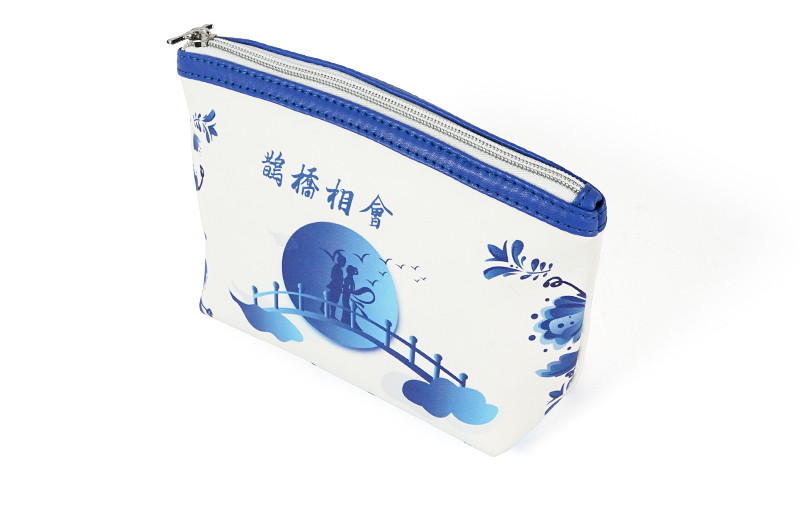 Zipper Closure PU Leather Cosmetic Purse Bag