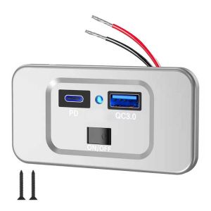 QC3.0 PD3.0 RV USB C Charging Outlet 12V 24V Switch Indicator Fast Charging