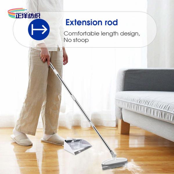 Stainless Steel Small Broom Dustpan Set Combo TPR Bristle Rotatable