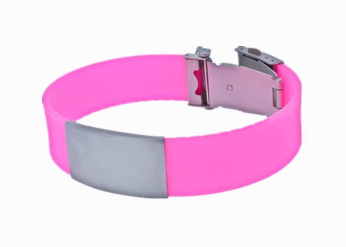 Adjustable Silicone Medical ID Bracelets / Road ID Wristband With Blank Metal ID Plate