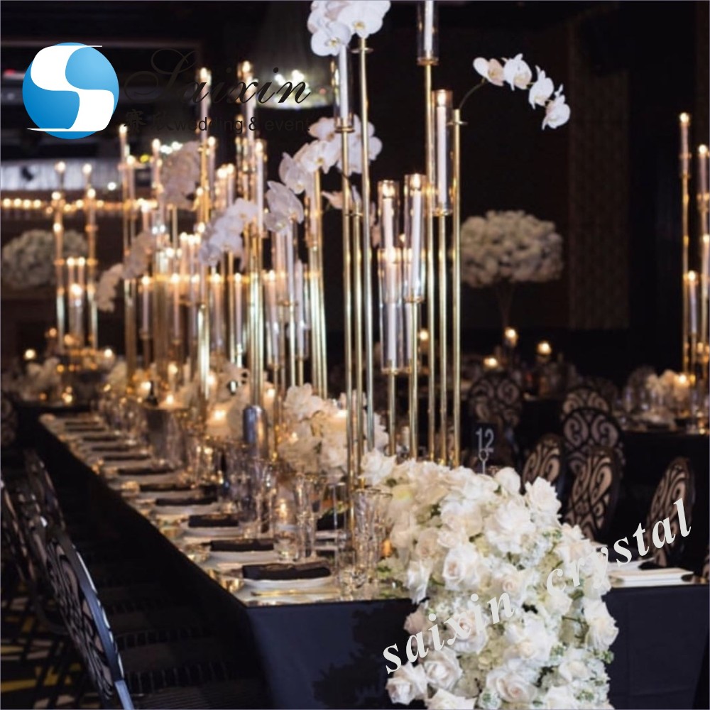 ZT-471 Saixin new wedding centerpieces Grey color crystal candlestick