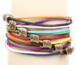 China Multi string cord layering charm cuff bracelets, multi color leather cuff on sale
