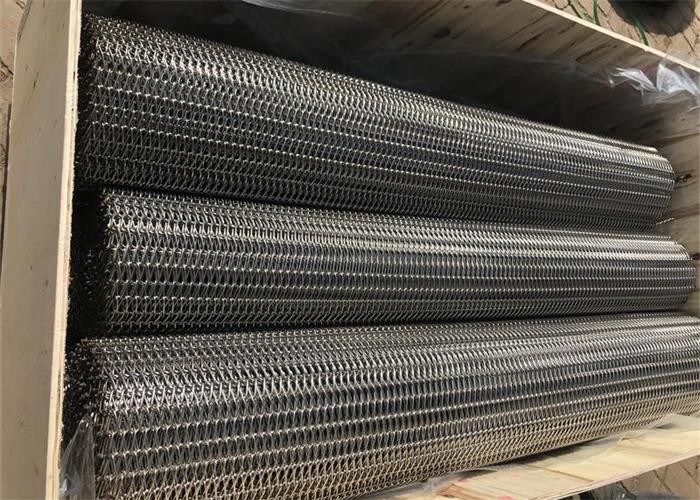 Ultrathin Carbon Steel Flat Rolled Spiral Wire Mesh Conveyor Belt For Baking Biscuit