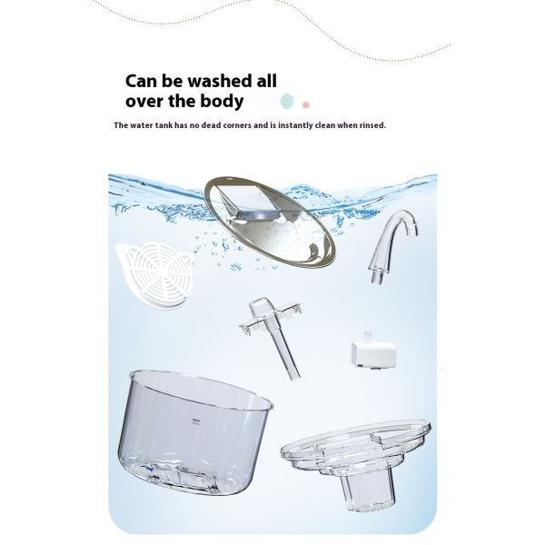Automatic 2.2L Transparent Pet Water Dispenser New Design Eco-Friendly Plastic Artifact Filter Stylish Charging Source for Dogs