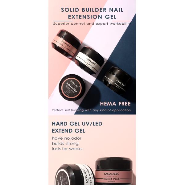 Transparent Solid Non-Toxic Strong Adhesive Nail Extension Hard Gel for More Color Selection