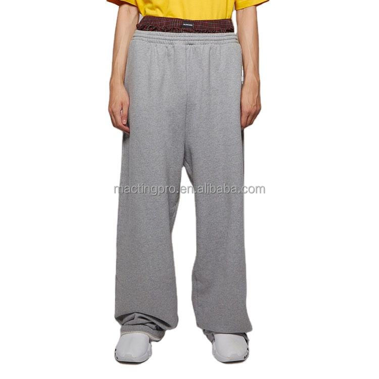 Custom Double Waist Wide Leg Men's Sweatpants in High Street Style with Fleece Cotton