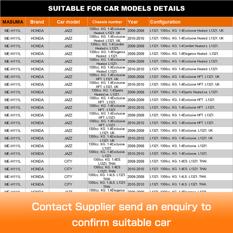 ME-H111L MASUMA Right tie rod end 53560-TF0-003 53560TF0003 53560-TF0-003 for HONDA CITY Yes