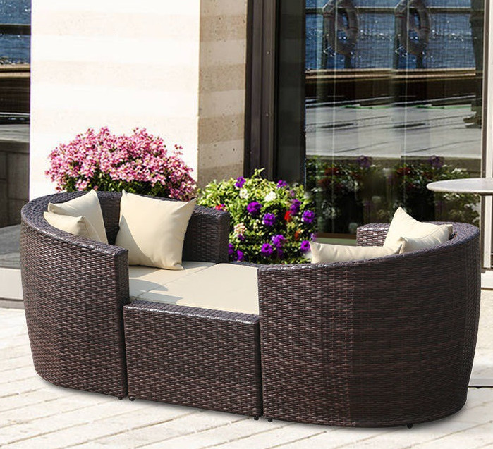 Outdoor Rattan Sofa Set Wicker Furniture Mirror Outdoor Sofa 980x600x410mm