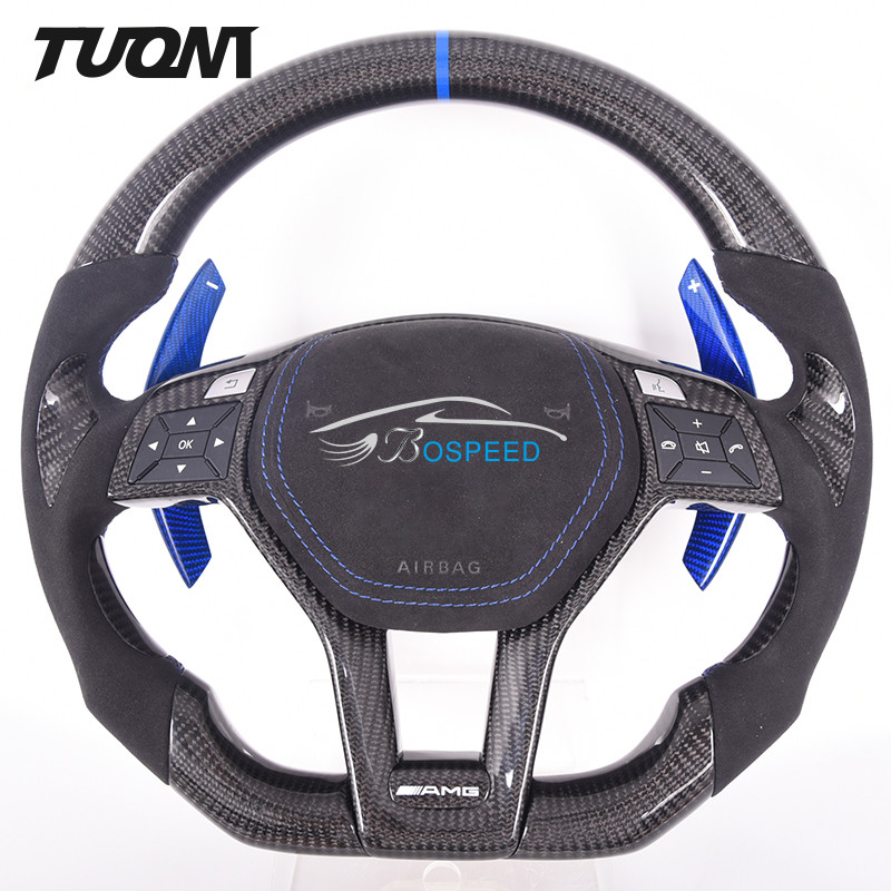 350mm Mercedes Amg Steering Wheel W212 Blue Paddles High Gloss