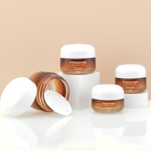 Quality OEM Cream Glass Jars Luxury Cosmetic Packaging With Dome Cap for sale