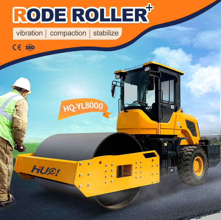 88 kw YUNNEI Engine HQ-YL8000 8 Ton Vibratory Road Roller for Asphalt Construction