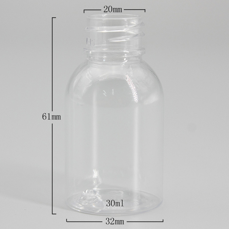 30ml PET Clear Plastic Bottle Mini Round Travel Lotion Essence Spray Cosmetic Packaging Bottle 1oz Small Sample Pocket B
