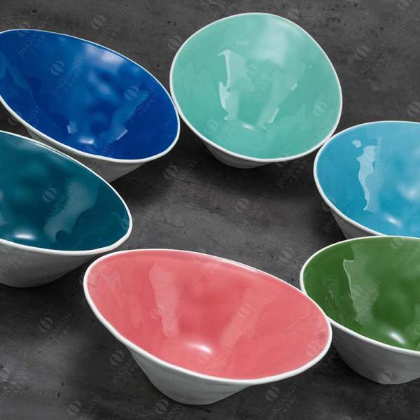 Irregular Shape 16pc Bright Color Stone Dishware Sets For 4