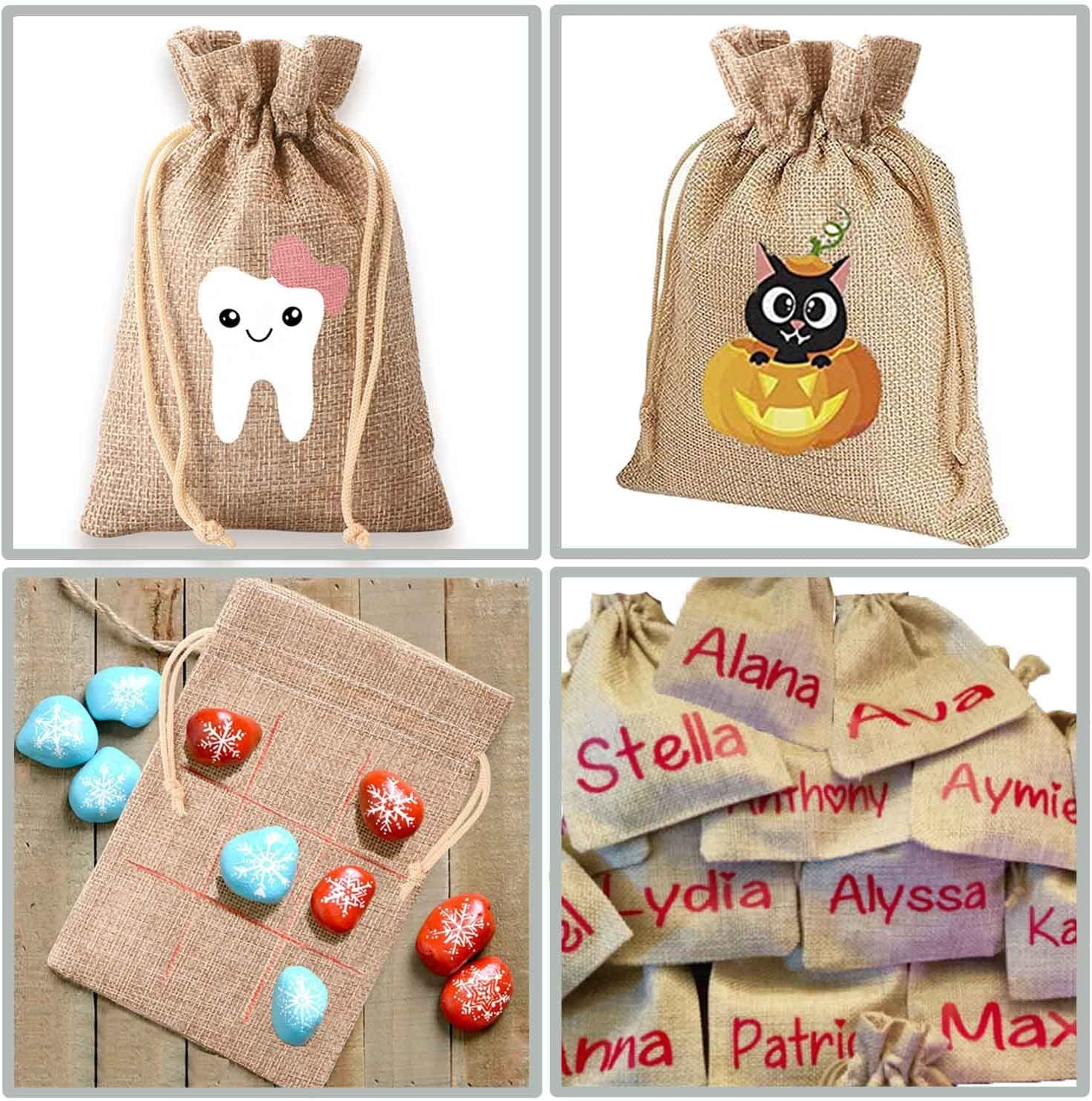 3"x 4" Bags with Drawstring, Wedding Hessian Linen Sacks Bag, Jewelry Pouches Burlap Bags
