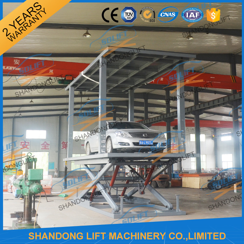 Automotive Hydraulic Scissor Lift For Basement Garage Parking 1 Or 2 Cars