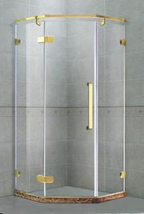 Golden Diamond Shape Frameless Shower Door  Hinged 8MM 135 Degree Magnetic Seals