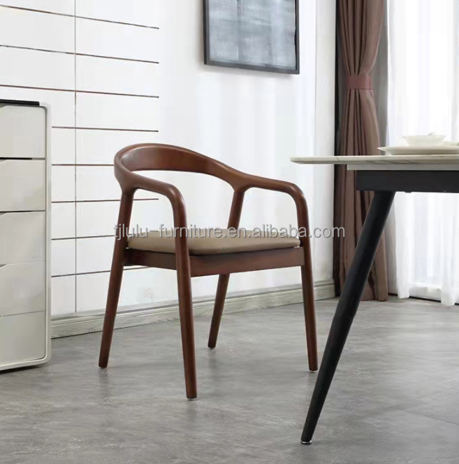 Solid Wood Legs Dining Chair with Leather Cushion for Restaurant Cafe Hotel NO Folded in Antique Style