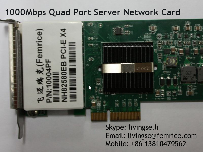 1Gbps 4 ports Ethernet fiber optical Server network adapter, SFP Slot