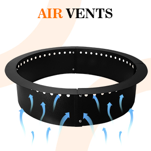 40 Inch High Carbon Steel Fire Pit Ring Insert for DIY Outdoor Wood Burning in Garden
