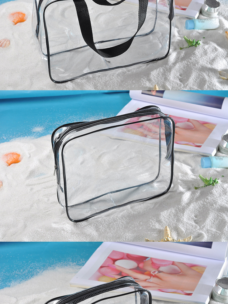 3 pieces makeup pouch travel clear PVC toiletry bag
