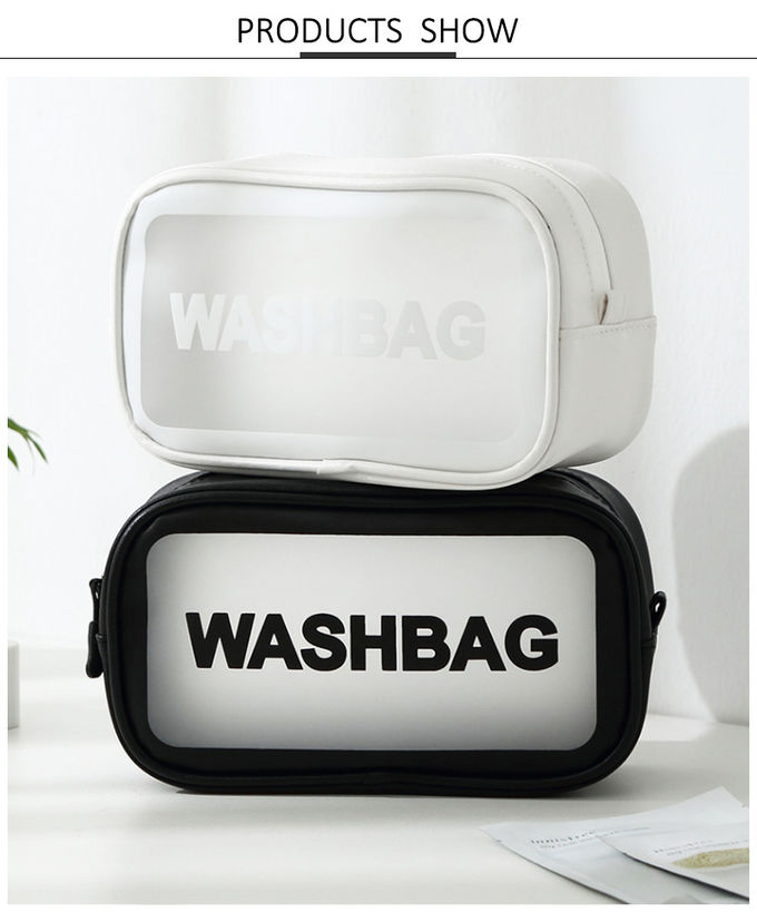 Simple Style Zipper Closure Unisex Frosted PVC Makeup Bag