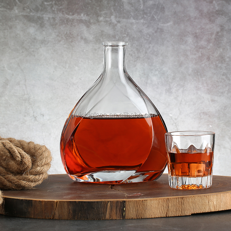 Collar Material Aluminum Plastic PP 350ml 500ml 750ml Brandy Glass Bottles with Cap