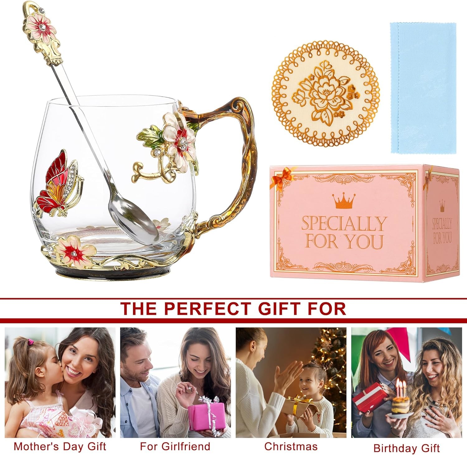 Birthday Gifts Tea Party Cups And Saucers Set With Spoon