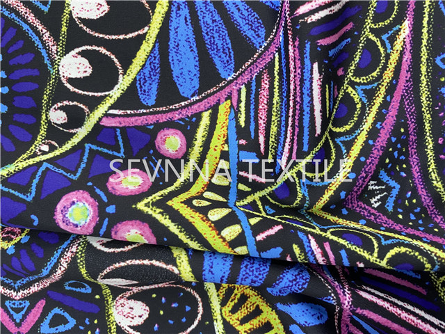 Floral Pattern Stretch Legging Fabric Tight Fit Compress R Blend Spandex Polyester