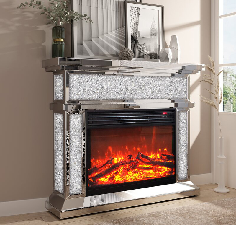 End Crystal Mirrored Fireplace Console Table Home Decor ODM