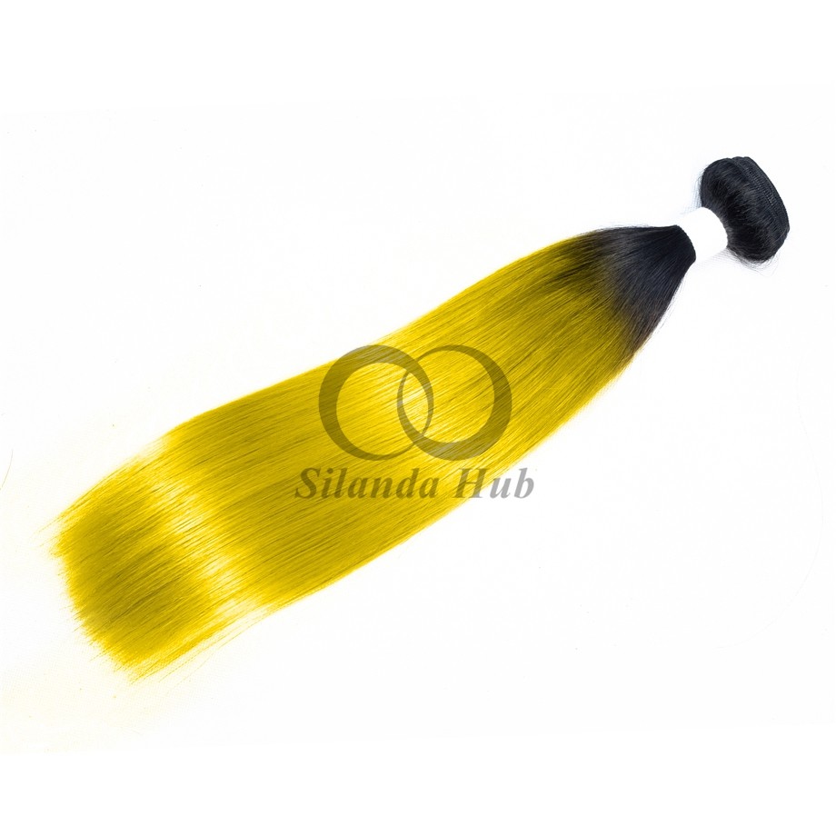 #T1B/Yellow Straight Remy Human Hair Bundles Sew In Weave Bundles Brazilian Bundle Deals