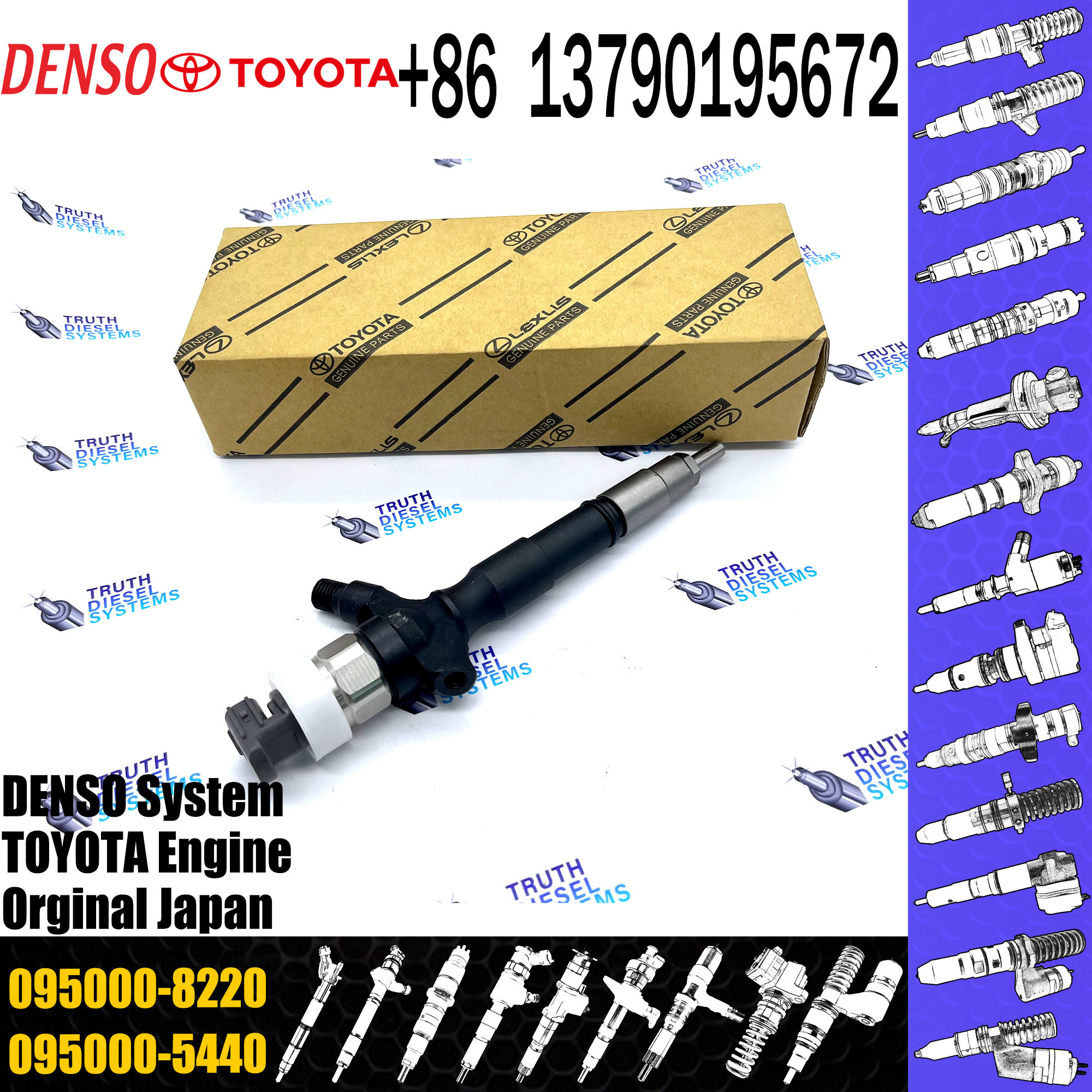 High quality Diesel fuel injector 23670-0L050 23670-09330 fuel injector assy 095000-8220