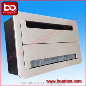 Double Casing Aluminum Brushed Desktop Flip Up Power Sockets/ Flip Open Tabletop