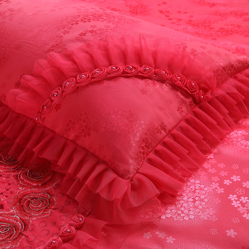 Bedding Set Luxury Wedding 100% Cotton 200TC Bed Sheet Quilt Bedding Anti-Pull Set