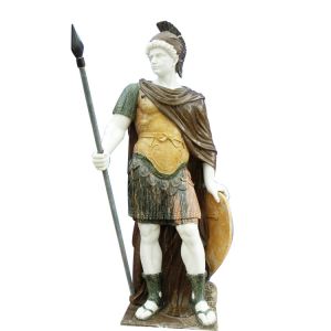 Quality Classic greek stone man statue ,male marble sculpture with shield,China stone carving Sculpture supplier for sale