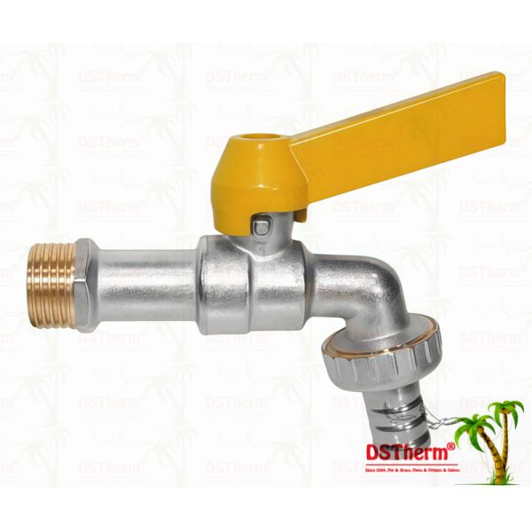 Nickel Plated Heavy Duty Classic Straight Aluminum Handle Bibcocks Water Spout Faucet Water Tap Spigot 1/2"