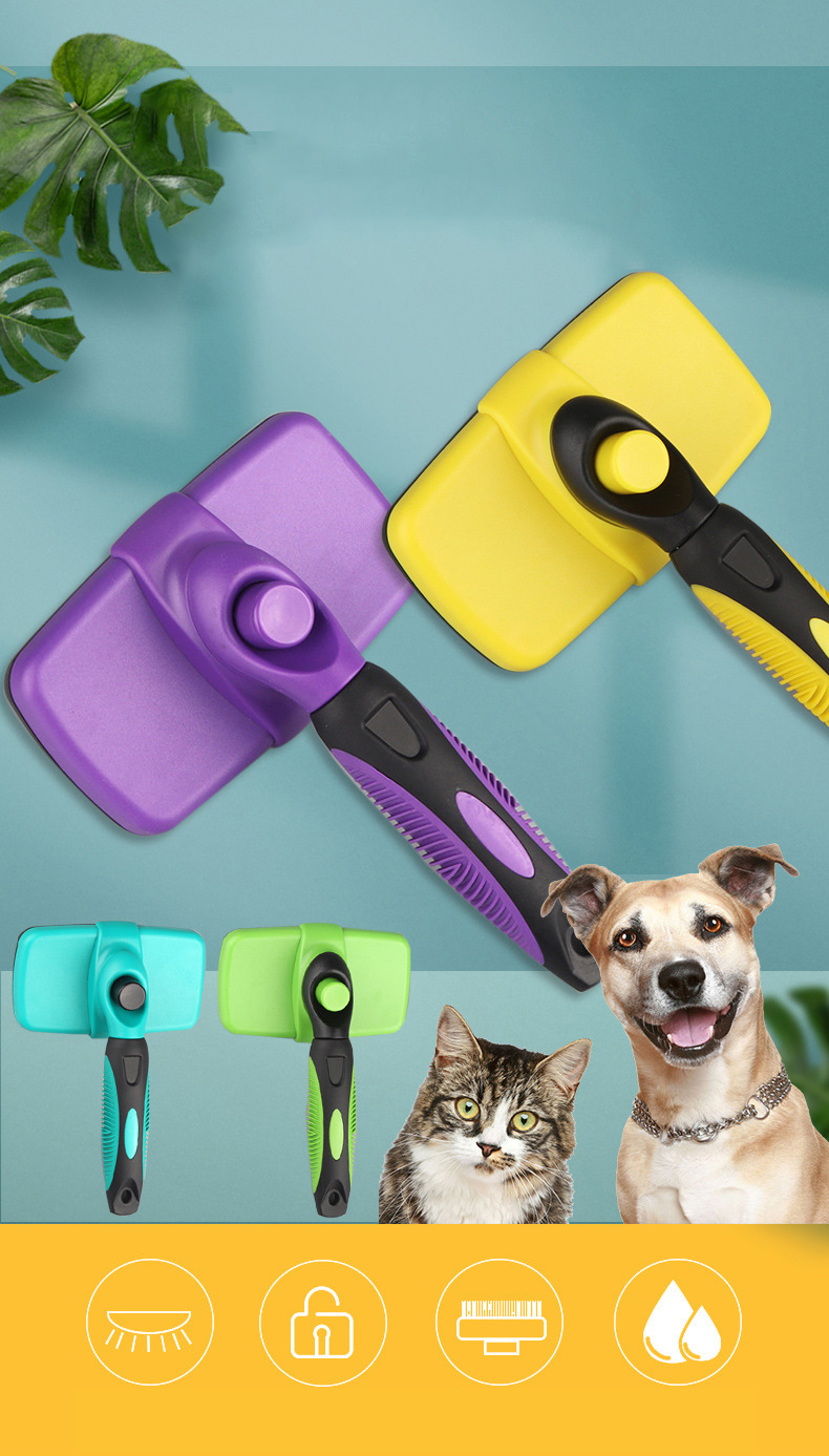 Pet Grooming Tool Cleaning Reusable Shedding Soft Slicker Dog Cat Hair Brush Suitable