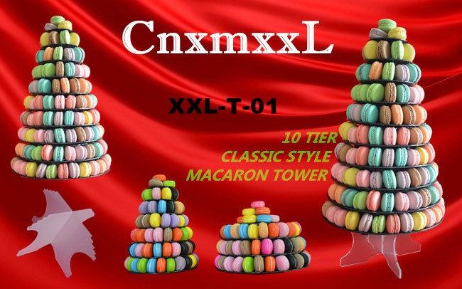 plastic pyramid display case 10 tier macaron tower display tower case with Acrylic base