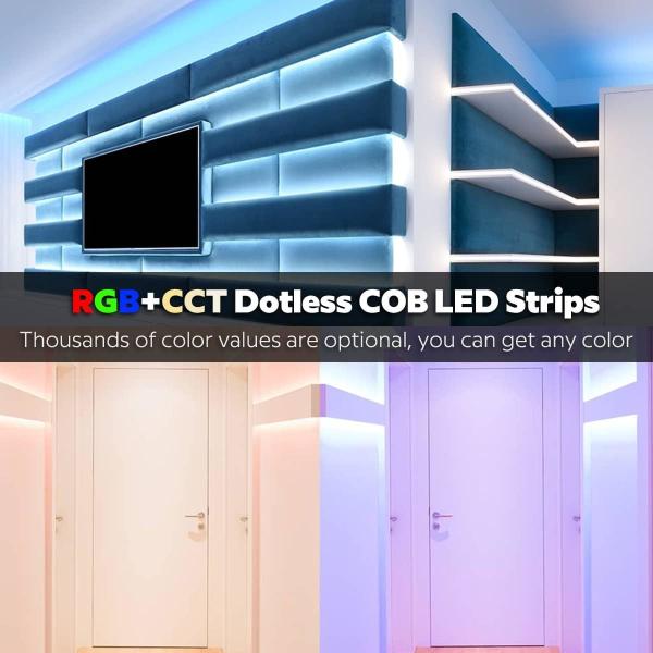 Bright 5M RGBCCT COB LED Strip Lights 21W 840LEDs DC 24V