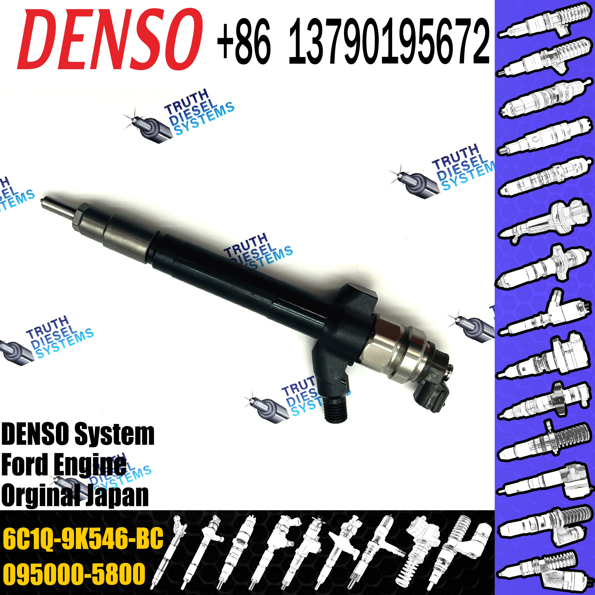Diesel Fuel Common Rail Injector 095000-7060 095000-706# Fuel Injection Nozzle 6C1Q-9K546-BC For Ford Transit