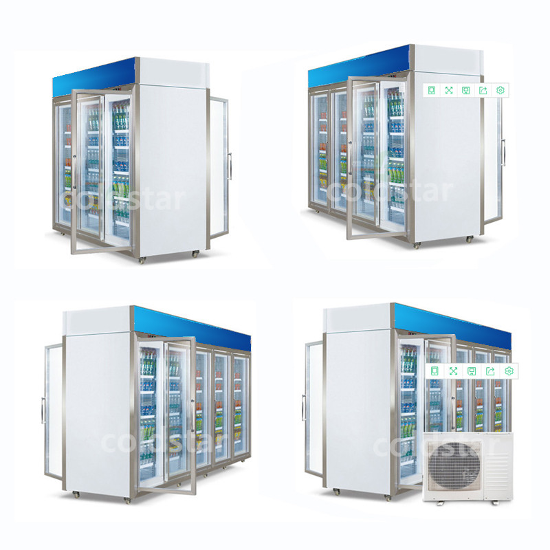 Convenience Store Front And Rear Open Type Beverage Display Refrigerator Glass Door Cold Drink Refrigerator And Freezer