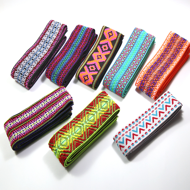 Retro Striped Jacquard Ribbon for Garment Underwear Waistband Vintage Jacquard Elastic Band