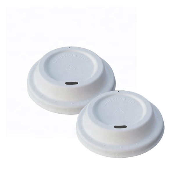 PFAS Free Biodegradable Molded Sugarcane Bagasse Disposable Coffee Cup Lids