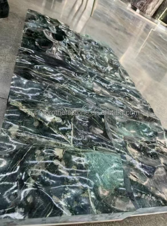 Natural Stone Cat's Eye Green Big Slab Dining Table Top for Villa Interior Decoration