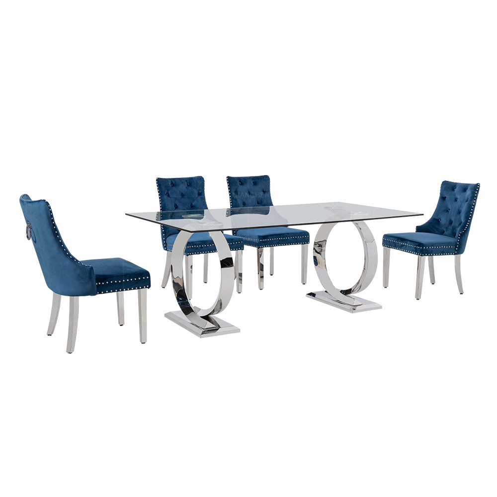 High Gloss 8 Seater Glass Dining Room Furniture Dinning Table Set