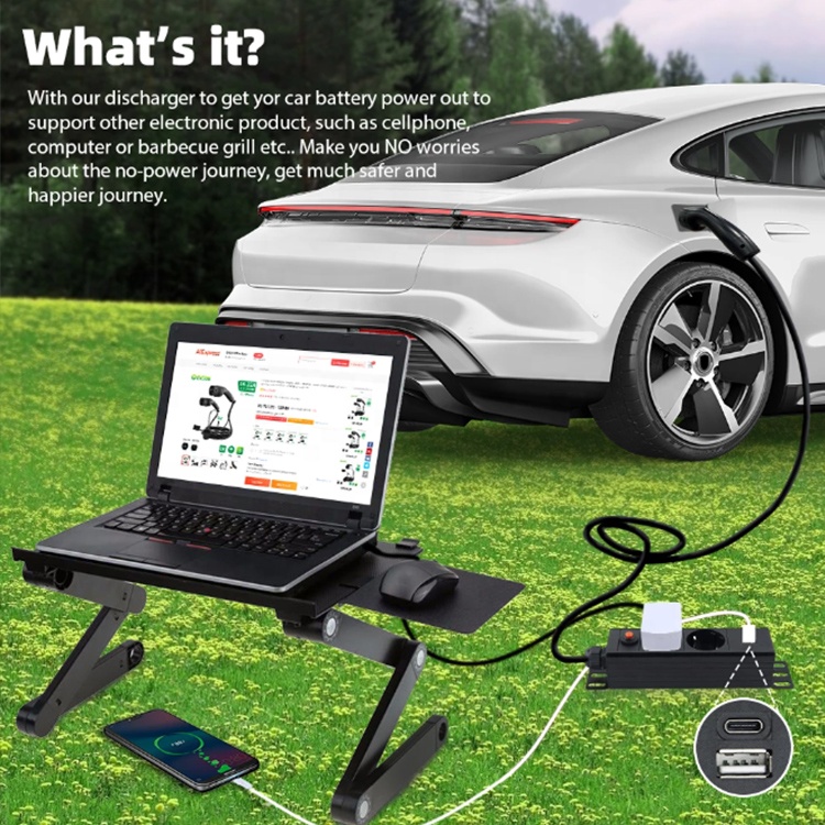 Customized Input Voltage European Standard 13A 110V-250V EV Car Discharge Gun for Outdoor Camping Power Supply