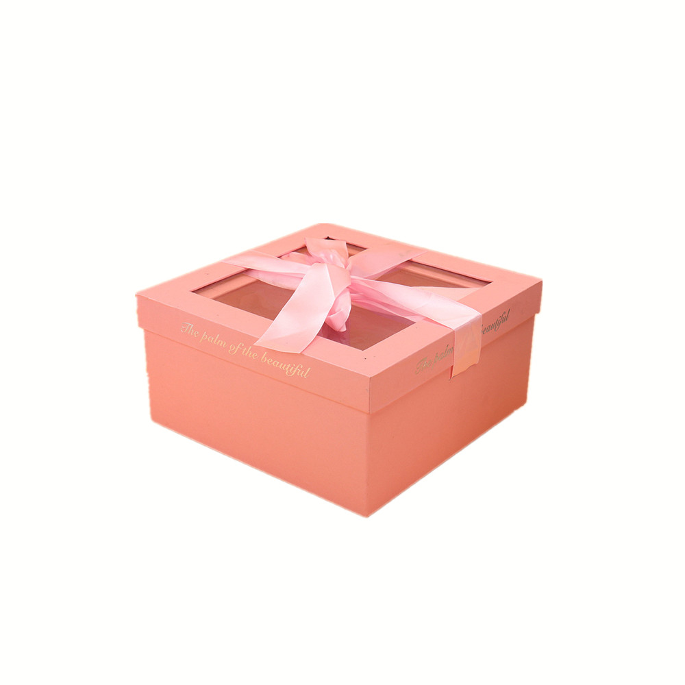 Candy Gift Box Wedding Pink with Clear Lid Handle