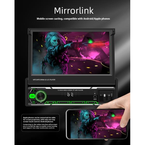 Creatall 7-Inch Wireless Universal Car MP5 Player Telescopic Single Spindle Dashboard Mounted MP3 Card Slot USB CarPlay