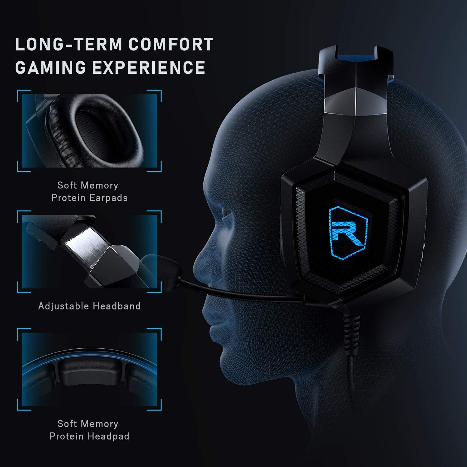 2.2kohm 100mA 117dB LED RGB Gaming HeadSet