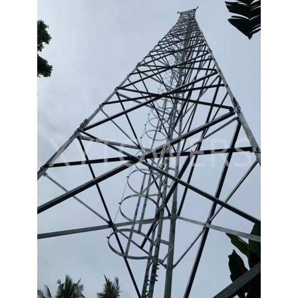 Hot Dip Galvanized Guyed Wire 3 Legged Steel Pipe Lattice Microwave Telecommunication Tower