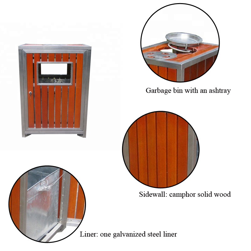 Waterproof Outdoor Patio Trash Can With Stainless Steel Frame OEM